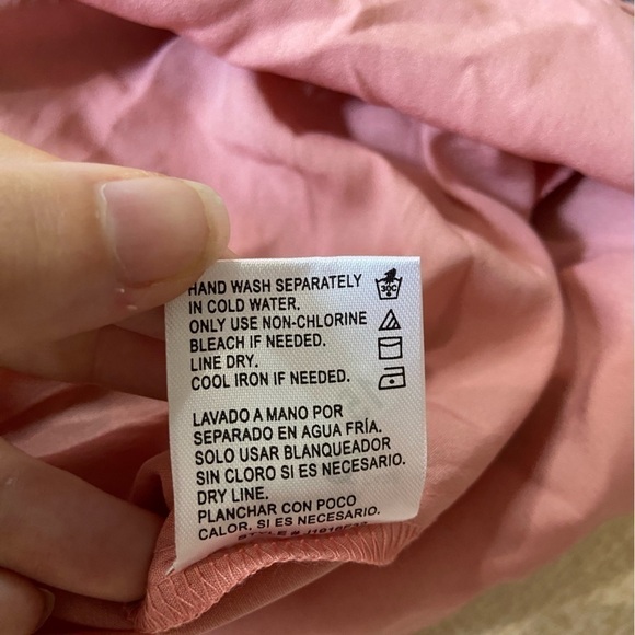 Patrons of Peace Peach Pink Navy Floral Longsleeve Maxi Dress Smock Button Front - Picture 13 of 14